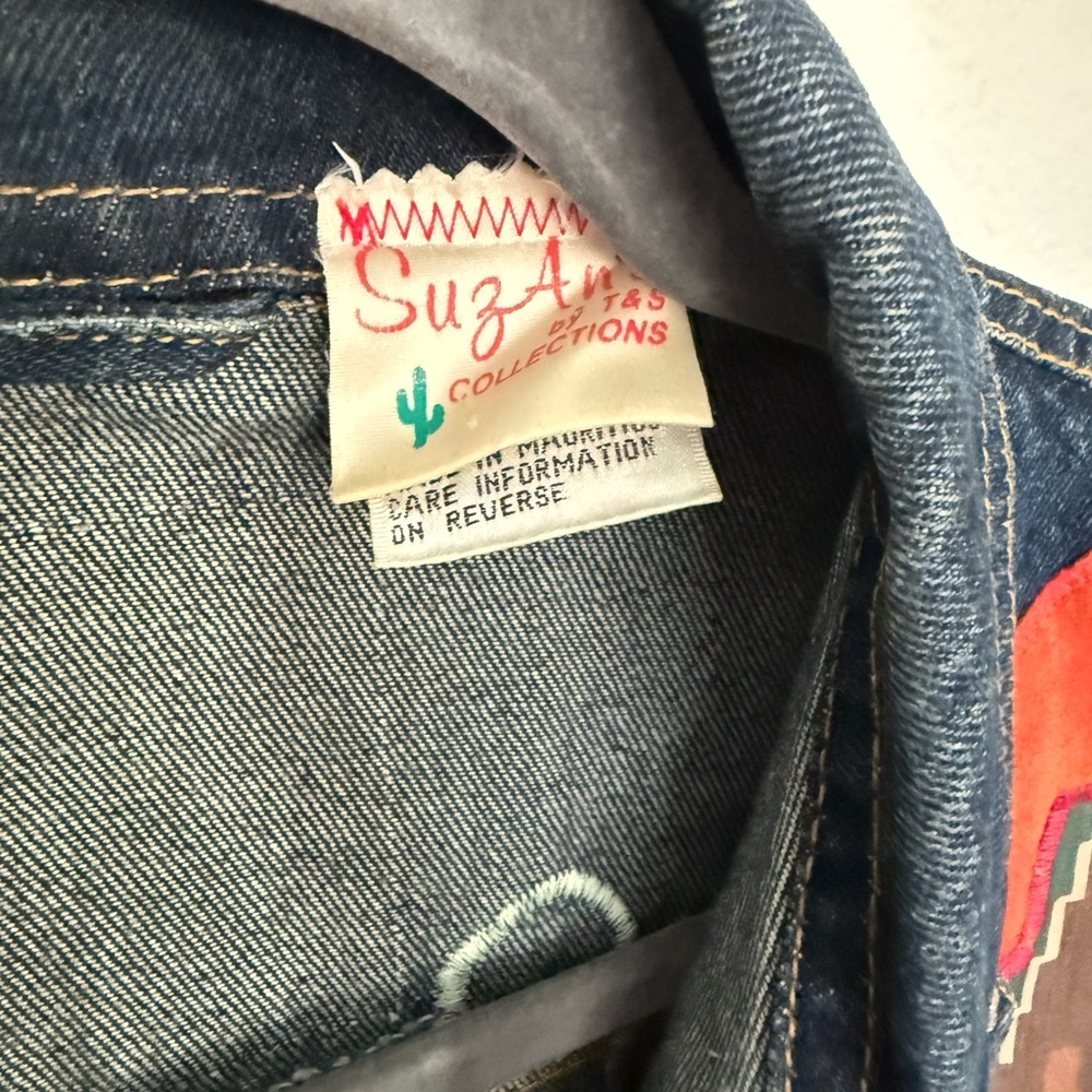 Vintage oversized Western Denim Jacket with Cactus and Southwestern Patches sZ M - Picture 4 of 14